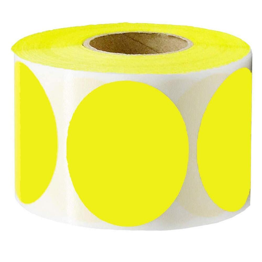 5481 2" Round Color - Coding Dot Labels | Fluorescent Yellow Circle Dot